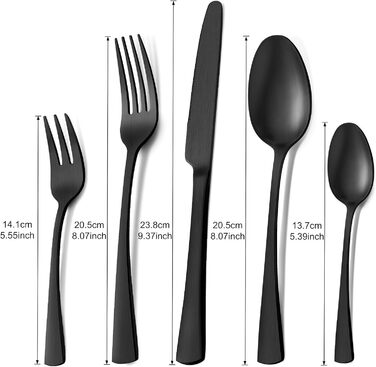 Bestdin Cutlery Set, 6 Persons, 30-Piece Stainless Steel Cutlery Set, Matte Black, Dining Cutlery Set with Knife, Fork, and Spoon, High-Quality Stainless Steel, Dishwasher Safe.