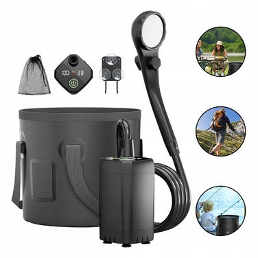 Кемпінговий душ 20Л з помпою, акумулятор 6000мАг, зарядка USB-C, шланг 2м