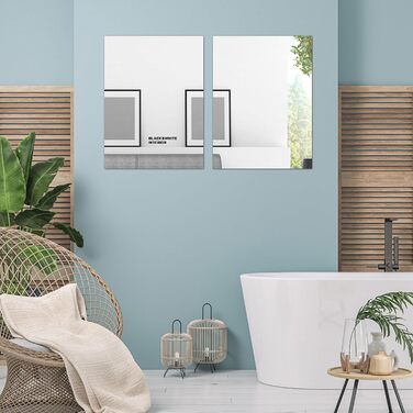 Дзеркальні плитки самоклеючі 40x30 см (2 шт.) - акрилові, для декору стін