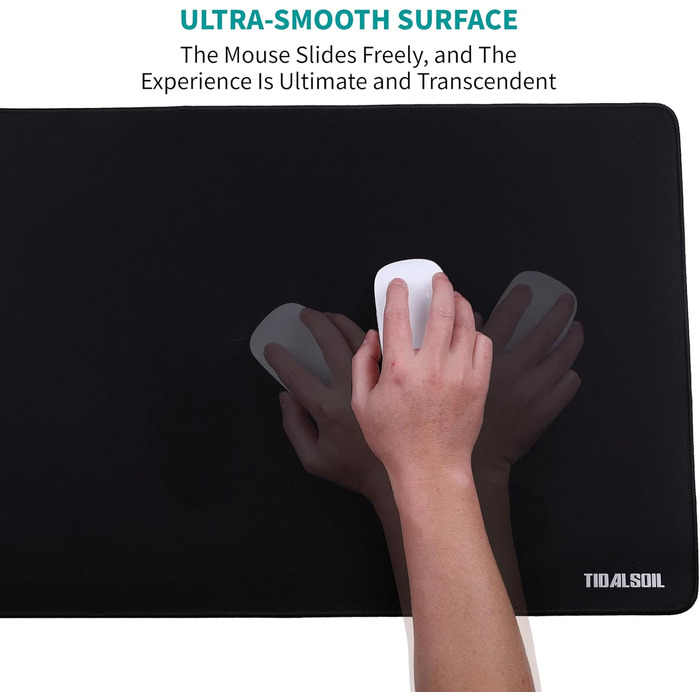 Килимок для миші геймерський XXL 900x400 мм, чорний, з гумовою основою - килимок для ігор та офісу, довговічний, з бортиком