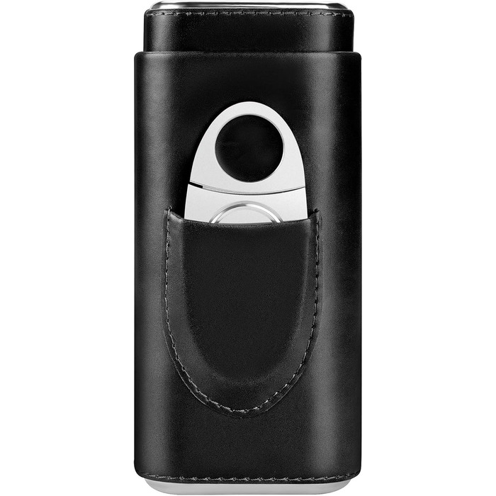 Чохол для сигар з кедрової деревини - дорожній кейс для сигар, різак для сигар, вологомір (чорний)