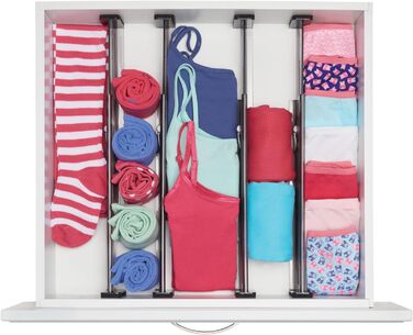 mDesign Adjustable Drawer Organizer – Practical Drawer Organizer for Cabinets and Dressers – Flexible Plastic Drawer Divider – 8-Piece Set – Smoke Grey and Black