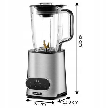 Стаціонарний блендер Yoer 2,4 л, 2200 Вт, Tritan/INOX, з ситом та 2-ма пляшками