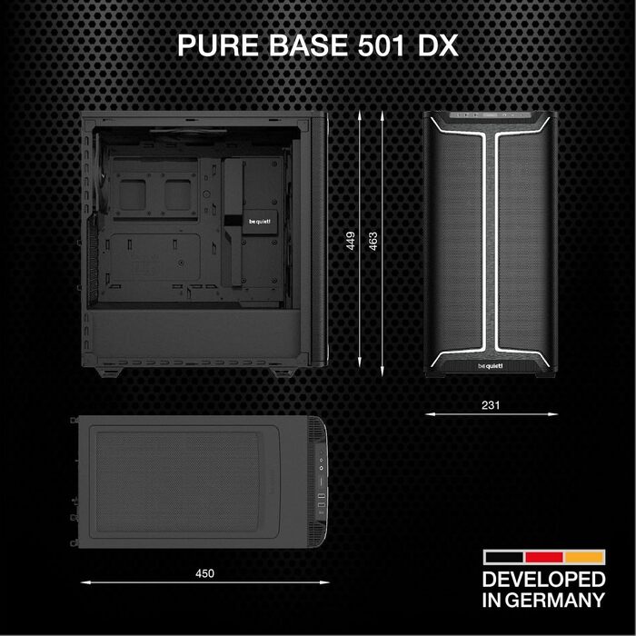 be quiet! Pure Base 501 DX Black - корпус ПК з 3 вентиляторами Pure Wings 3 140mm PWM, RGB підсвічування