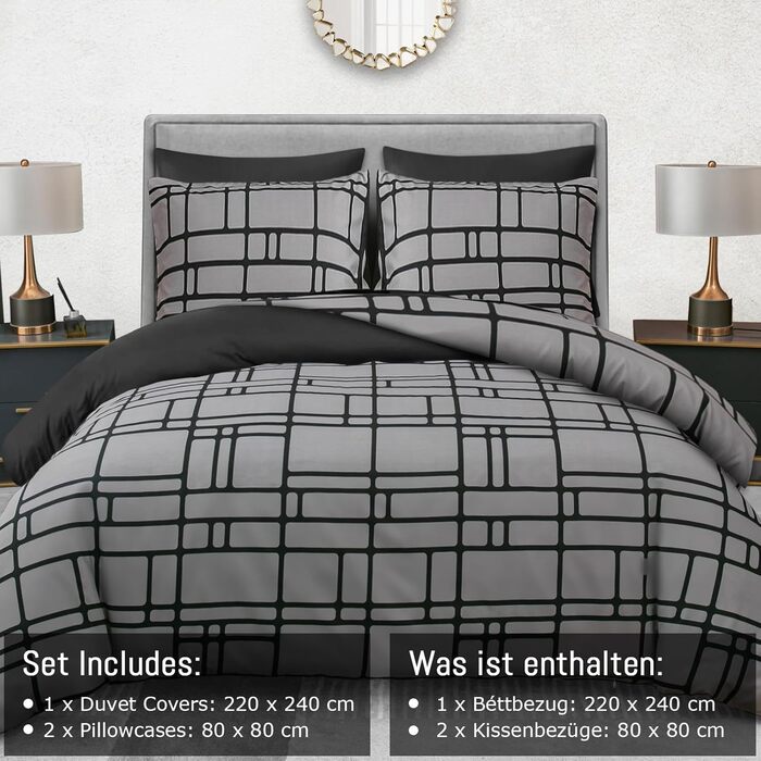 Комплект постільної білизни Pamposh 135x200 (4 шт.) - 2 наволочки 80x80, 2 наволочки 135x200, мікрофібра, сірий, сертифікат ÖKO-TEX