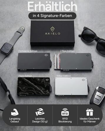 Кластинка для карток з RFID захистом та подарунковою коробкою – Мінімалістичний гаманець для чоловіків – Компактний картхолдер з безконтактним захистом (Alpha Collection) 07. Topo Edition