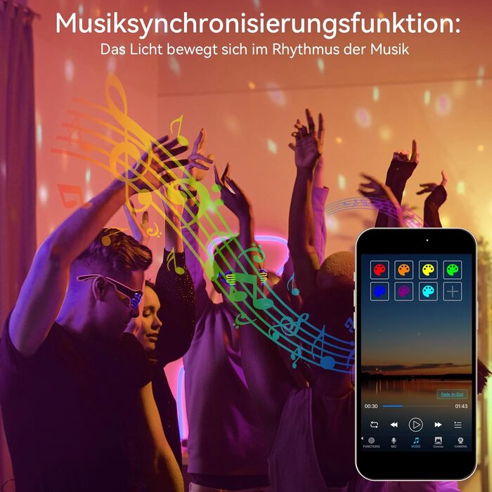 Комплект з 2 RGB LED прожекторів 30 Вт для вулиці, 16 млн кольорів, Bluetooth APP, пульт 2.4G, IP66, регульована яскравість, водостійкі, для саду, Хелловіну, Різдва та вечірок