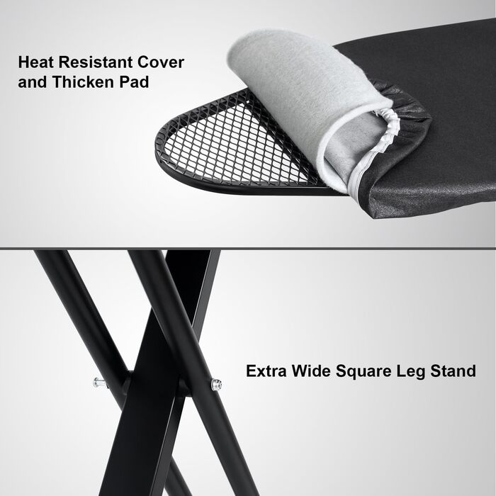 Гладильна дошка Duwee Extra Wide Deluxe з підставкою для праски, чорна, 117 x 43 см