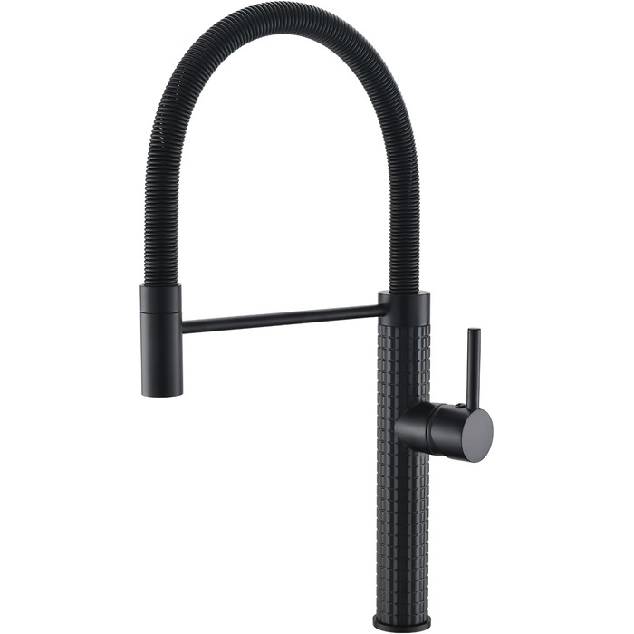 Сучасна кухонна змішувач AIMADI з висувною лійкою, поворотним гусаком на 360°, чорний/рожеве золото, для кухні та мийки