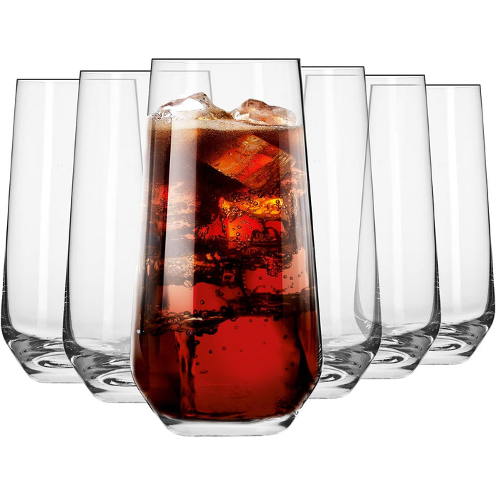Krosno Water Glasses Highball Glasses Drinking Glasses | Set of 6 | 480 ML | Splendour Collection | Perfect for home, restaurants, and parties | Dishwasher safe