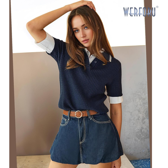 Жіночі шкіряні ремені WERFORU (2 шт.) для джинсів та штанів, з золотою пряжкою O-Ring, чорний+коричневий, розмір талії 65-75 см