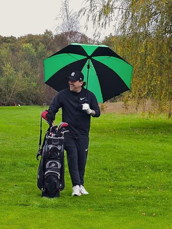 Чоловічий парасолька Fulton Cyclone Black/Green, 100 см, об'єм 1 літр, чорний/зелений