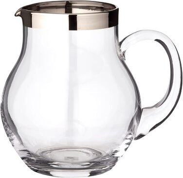 EDZARD Glass Giraffe Olivia, fine crystal glass pitcher with platinum rim, capacity 1.0 liter, height 16 cm