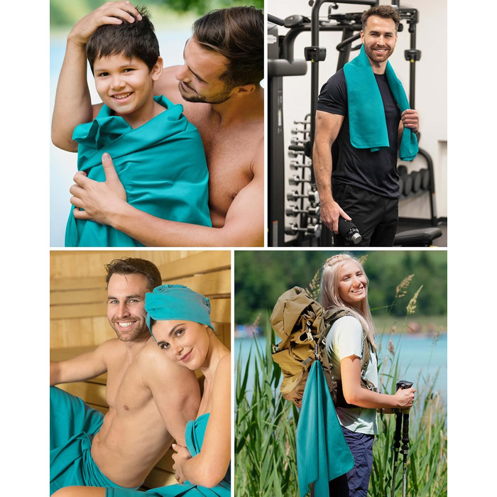 Рушник з мікрофібри Fit-Flip - компактний, легкий, швидковисихаючий - для подорожей, спорту, пляжу - великий, 50x30 см та 100x50 см (Petrol Blue)