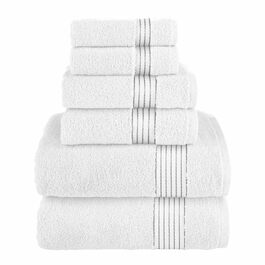 Набір рушників Elegant Comfort Premium з турецької бавовни, 6 предметів (2 рушники для обличчя, 2 для рук, 2 банні), гігроскопічні та м'які, білий/сірий