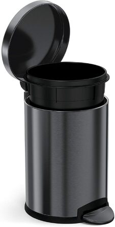Смітник-педаль simplehuman CW1853CB круглий, 4.5 л, чорна нержавіюча сталь, для ванної кімнати, офісу та спальні