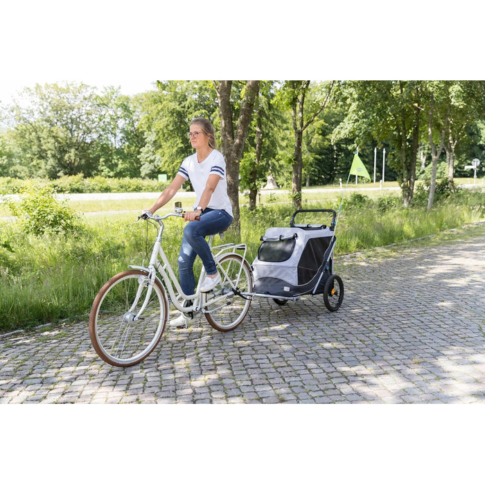 Тріксі Велосипедна переноска для собак, 54 x 60 x 85 см, до 30 кг, відбиваючий матеріал, швидке складання, з подушкою та повідком, з кріпленням - 12798