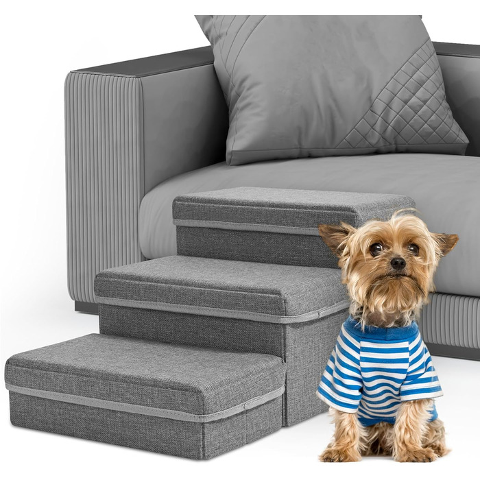 Сходинки для собак Sunowl, 2-ступеневі складні, широкі, з місцем для зберігання, для маленьких собак та котів, м'яка, неслизька поверхня