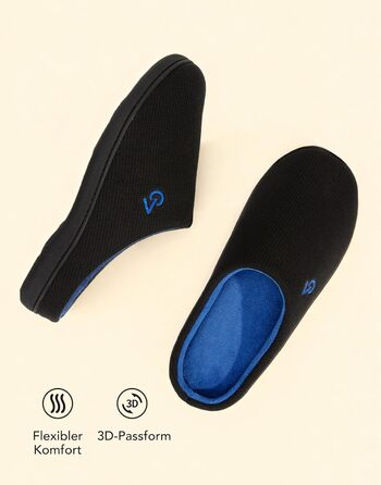 Чоловічі халапи VeraCosy з двома кольорами, устілка з memory foam, розмір 40/41 EU, чорний сапфіровий