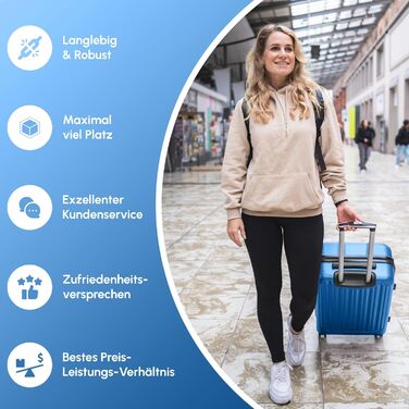 ABS валіза Hartschalenkoffer Easy Move - ергономічна, безпечна, з 360° колесами та кодовим замком. Компактний рол-валіз для подорожей, блакитний (Set)