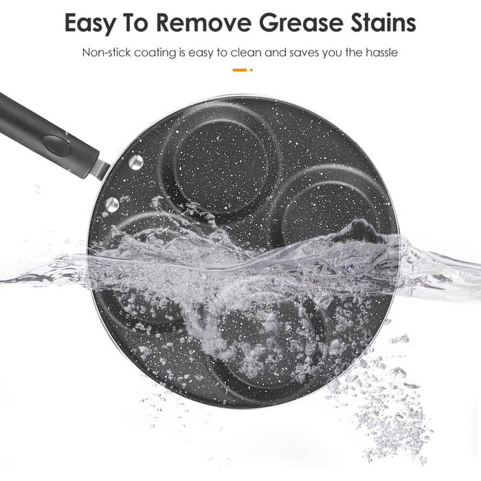 Non-stick frying pan, fried egg burger pan with handle, 4-egg pancake frying pan non-stick fried egg pan with 4 holes crepe pan burger eye pan suitable for gas stove/electric ceramic hob