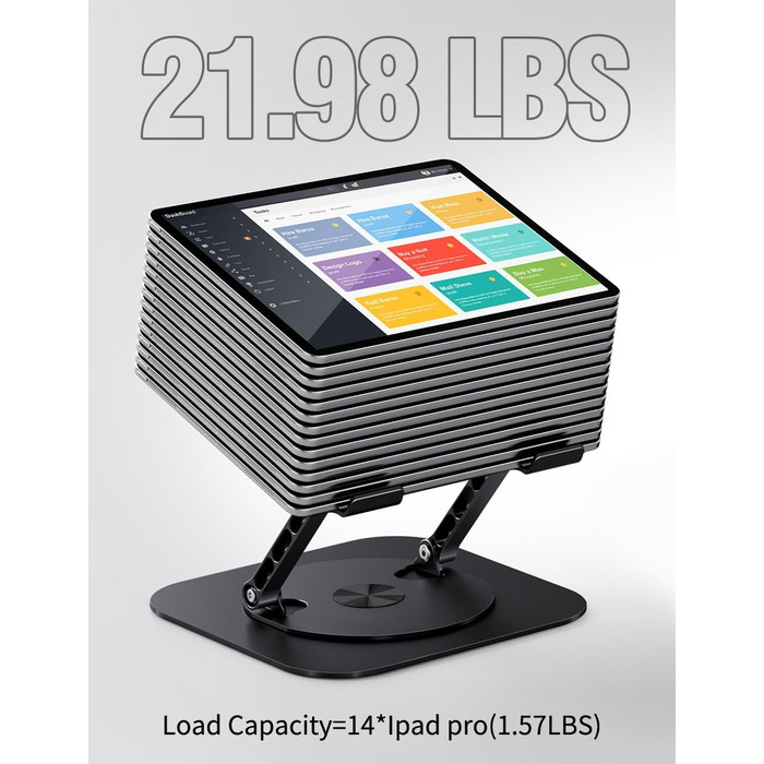 Adjustable Laptop Stand with 360° Swivel Base - Stable Ergonomic Foldable Laptop Riser for Desk - Compatible with MacBook Pro/Air & Notebooks up to 16 inches (A-Black)