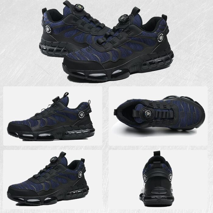 Чоловічі робочі черевики з металевим носком, спортивного стилю, дихаючі, з поворотним затвором (41 EU, блакитні)