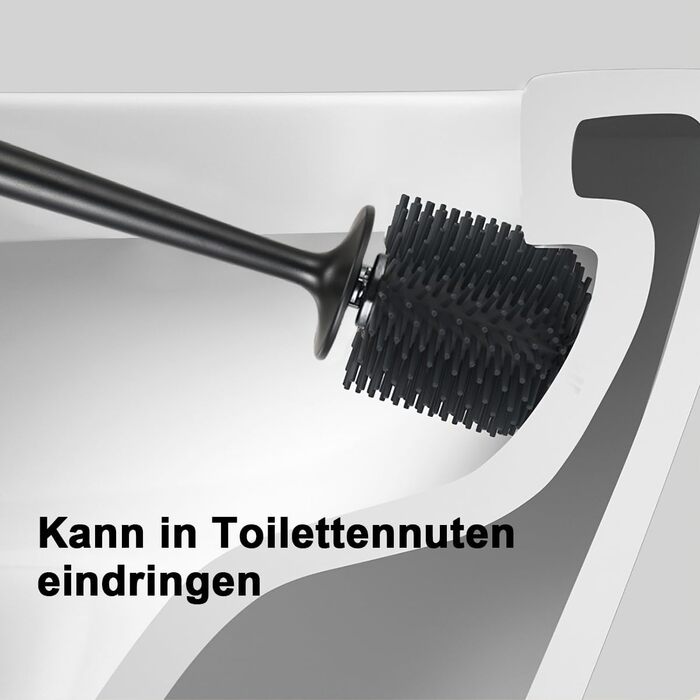 Набір для туалету: щітка з тримачем, силіконова щітка для унітазу, довга ручка, швидке висихання, настінний/підлоговий монтаж (білий та чорний)