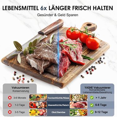 Вакуумний пакувальник YASHE 80KPA з магнітною кришкою, 10-в-1, подвійна зварювальна лінія та подвійна поршнева помпа, зберігання рулонів, для зберігання продуктів