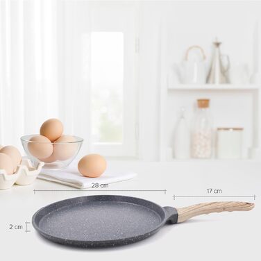 Сковорода для млинців Joeji's Kitchen 26 см з антипригарним покриттям – підходить для індукційних плит – для млинців, панкейків, яєць, омлетів, тави та роті