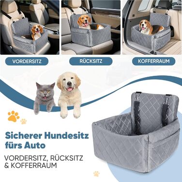 Автомобільний лежак для собак (45x40x34 см) з підсумком та ременем безпеки