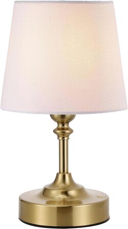 LED настільна лампа бездротова з торшером з льону, сенсорне керування, регулювання яскравості, USB-C, для спальні, вітальні, кухні, 40см, мідь