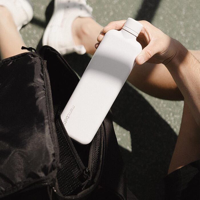 Пляшка для води memobottle з нержавіючої сталі (білий колір), преміум-якість, міцна, герметична, BPA-free, для спорту, подорожей, сучасного стилю