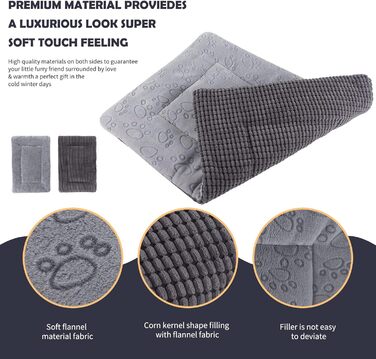 IEUUMLER Dog Bed Washable Dog Mat, Fluffy Soft and Warm Dog Blanket for Travel, Cat Cushion for Large and Small Dogs or Cats FC014 (Gray, 106 * 71cm)