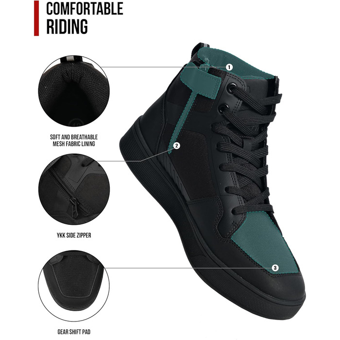 Мотоциклетні черевики RIDEIRON для чоловіків: водонепроникні, з антиковзаючою підошвою, дихаючі, стильні та зручні. Розмір 44 EU, чорний колір. Підходять для всіх сезонів.