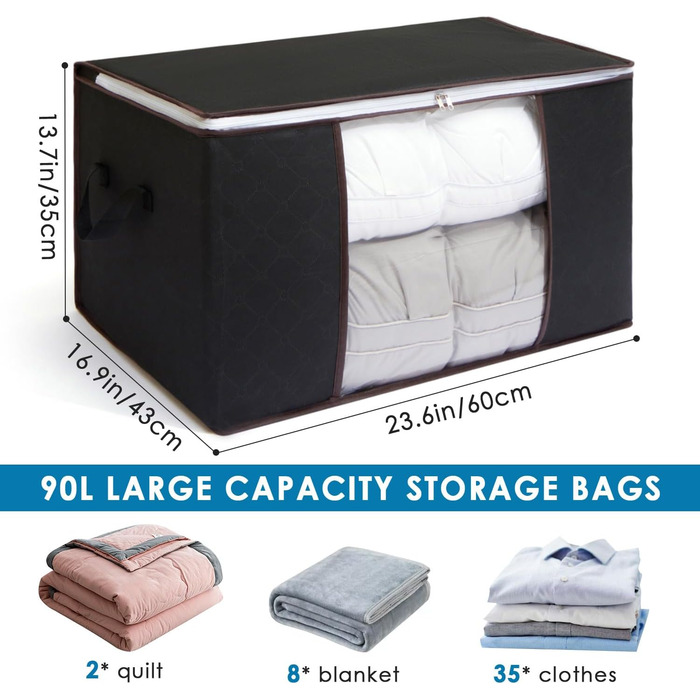 Органайзери для зберігання AIOR, 4 шт., 90 л, для постільної білизни, одягу, ковдр, подушок, 60x40x35 см