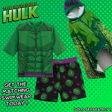Marvel Incredible Hulk Hooded Towel 100% Cotton Kids Poncho Avengers Beach Towel Bath Towel Swim Cover-up