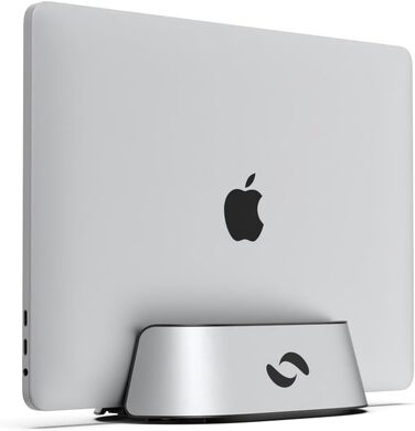 HumanCentric Adjustable Laptop Stand & Dock - Leather & Aluminum - Vertical Stand for MacBook Pro & Laptops (0.5' - 1.5')
