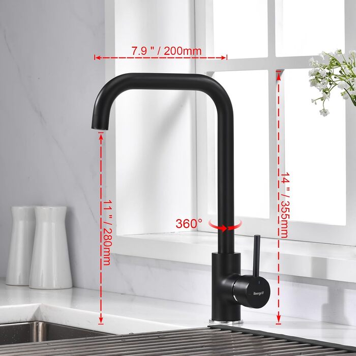 Кухонний змішувач IBERGRIF M22105A, одноlever, матовий чорний, для кухні