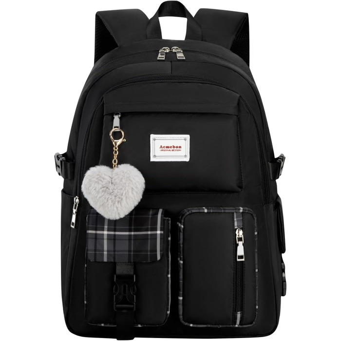 Чорний жіночий рюкзак Acmebon з відділенням для ноутбука, місткий, модний, повсякденний