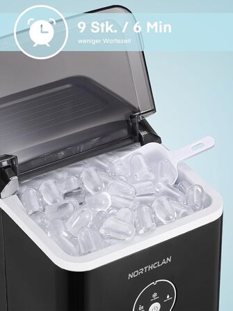 2024 Ice Maker Winner - 14kg Capacity, Fast Ice Production, Quiet Operation, 120W with Scoop & Basket - Compact Ice Maker for Home & Office (Black)