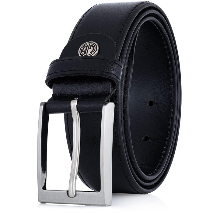 Чоловічий шкіряний ремінь Lindenmann, ширина 35 мм, чорний, повноецінний, розмір 110 см, довжина 125 см, W 43.3 XL