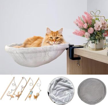 Кішка гамак ліжко кошик для сну, м'яке ліжко для котів та цуценят, 45x45 см, з ковдрою та іграшками, до 22 кг