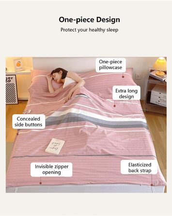 YUTZRIQP Cotton Hammock Sleeping Bag Ultra Lightweight Travel Sleeping Bag Sleeping Bag Ideal for Backpacking, Hostels and Mountain Huts (Brown, 120x210cm-47x82)