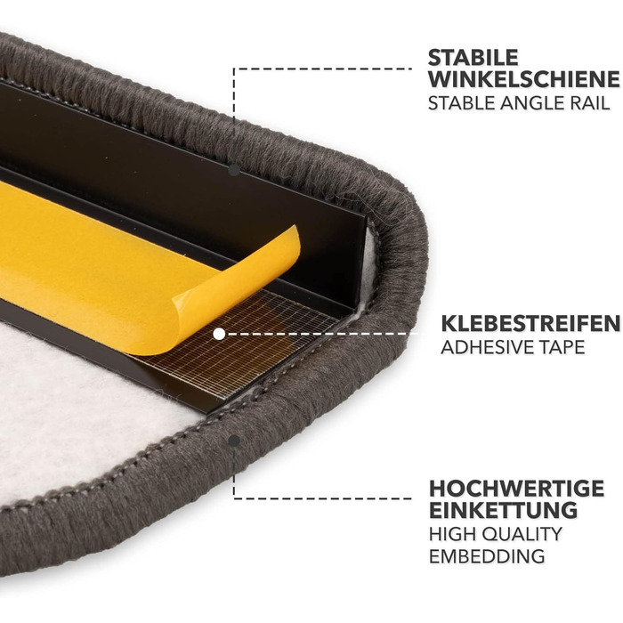 Сходинкові килимки ETM Barcelona: набір 15 шт. (сірий, напівкруглий, 65 x 23,5 см)