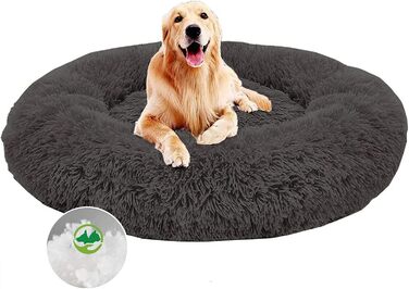 М'яке ліжко для собак Haoye, кругла подушка для домашніх тварин, ліжко для котів та собак Donut, миється, зручне ліжко для котів та собак (діаметр 50-120 см / 7 розмірів), діаметр 60 см (чорний, 80 см)