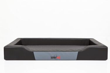 Ліжко для собак Delux XXL 120x80 см, чорне, екошкіра та міцна кордура