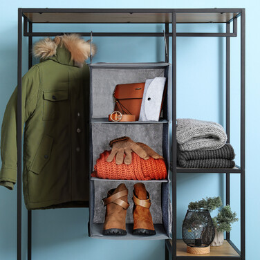 Relaxdays 2x Clothes Closet Hanging Shelf, 3 Compartments
