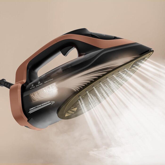 Tefal Ultimate Power Pro Steam Iron, 3200 Watts, Continuous Steam Output 85 g/Min., Steam Boost, Pump System, 2 Steam Levels, Stain Protection, Black/Bronze, FV9E50E0