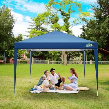 COBIZI Pavilion 3x3, Folding Pavilion 3x3 Waterproof Stable Winterproof | 8x Pegs | 4x Wind Rope | UV Protection 50+ | High-Density Tarpaulin | Pop-up Pavilion Folding 3x3m Tent 3x3 Party Tent (Blue)